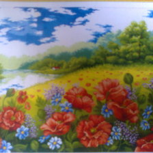 Схема вышивки «пейзаж с маками»