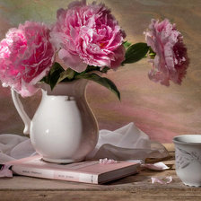 Схема вышивки «розовые пионы в кувшине»