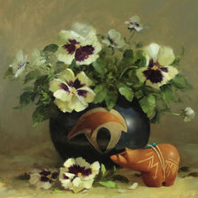 Схема вышивки «Букет анютиных глаз»