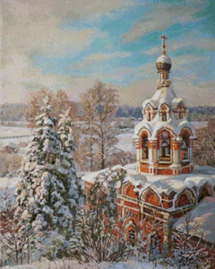 Колокольня - домик, картина, пейзаж - предпросмотр