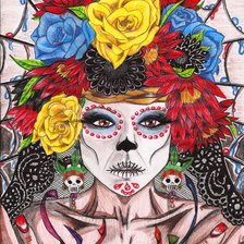 Схема вышивки «Rostro de Catrina la bella»