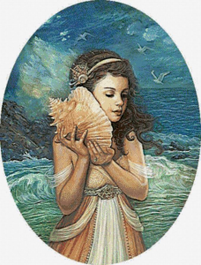 Niña escuchando caracola - предпросмотр