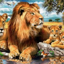 Схема вышивки «Счастливая львиная семья»