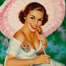 Схема вышивки «ретро девушка»