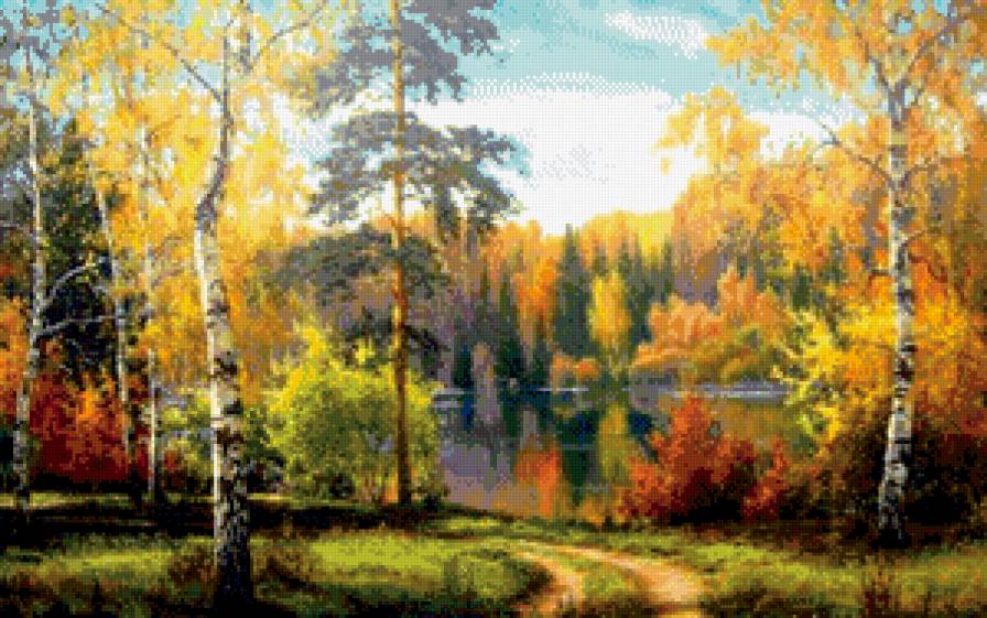 Осень. Художник Игорь Прищепа - природа, золотая осень, березы, пейзаж - предпросмотр