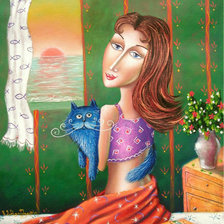 Схема вышивки «синий кот»