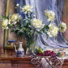 Схема вышивки «нежность пионы»