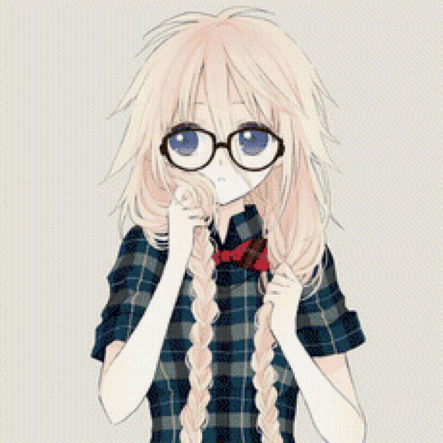 Девушка аниме на подушку - подушка, очки, девушка, аниме - предпросмотр