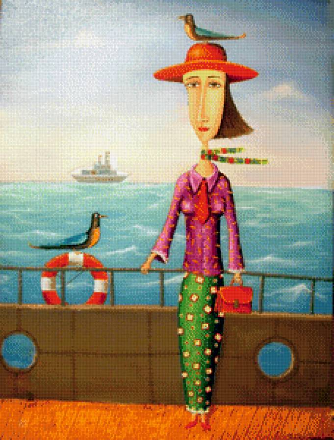 круиз - чайка, примитивизм, круиз, мартиашвили, девушка - предпросмотр