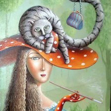 Схема вышивки «кот на шляпе»