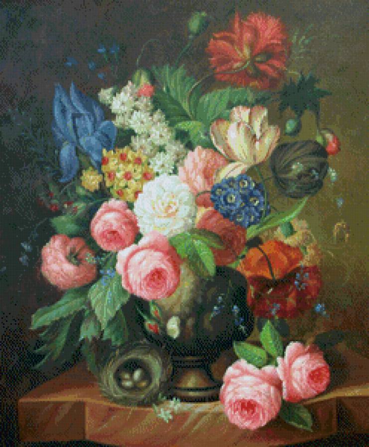 Старинный букет - гнездо, букет, цветы - предпросмотр