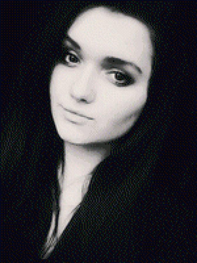 * - девушка, черно-белое фото - предпросмотр