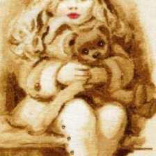 Схема вышивки «Девочка с мишкой»