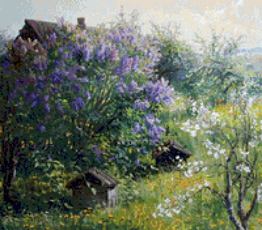 Куст сирени - улей, сирень, сельский пейзаж - предпросмотр