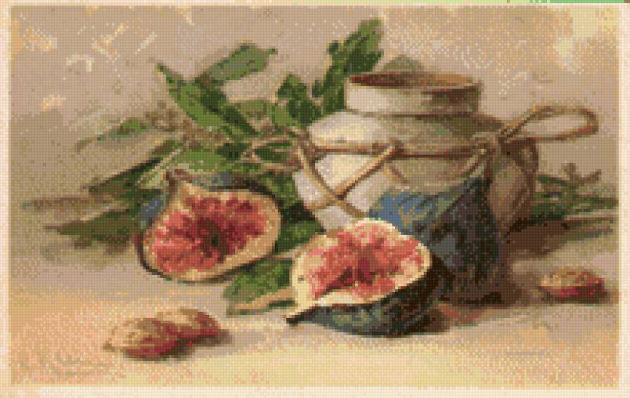 натюрморт с инжиром - натюрморт, инжир, ваза, картина - предпросмотр