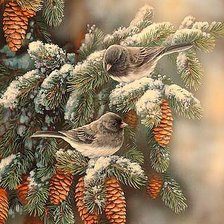 Схема вышивки «Птички на ветке»