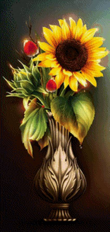 Подсолнух - картина, цветы - предпросмотр