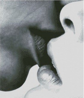 поцелуй - он и она, губы, поцелуй - оригинал