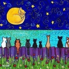 Схема вышивки «кошка луна»