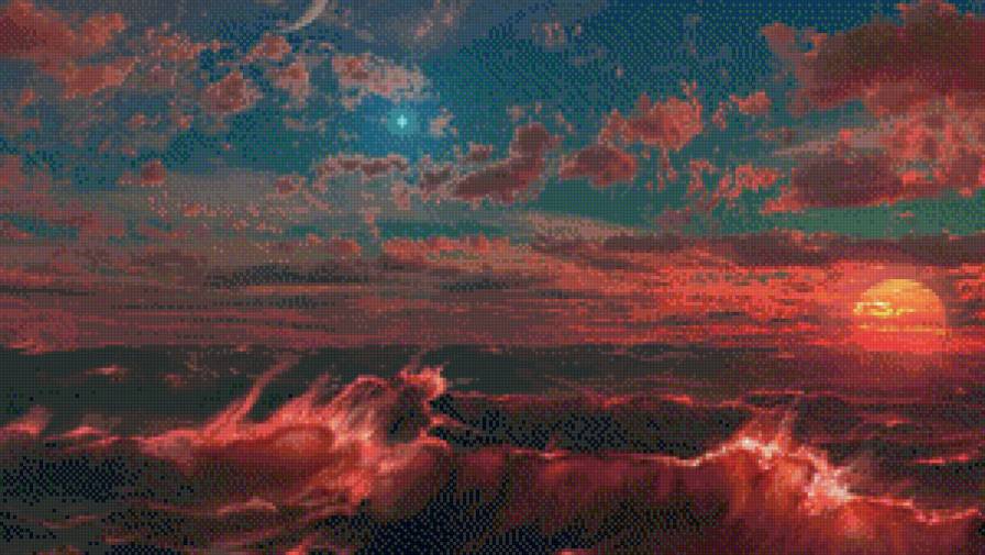 фантастический закат - закат, живописно, море - предпросмотр