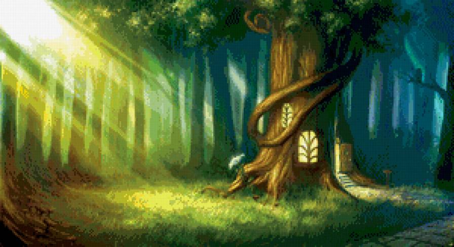 Дерево-дом - иллюстрации, сказки, фэнтази - предпросмотр