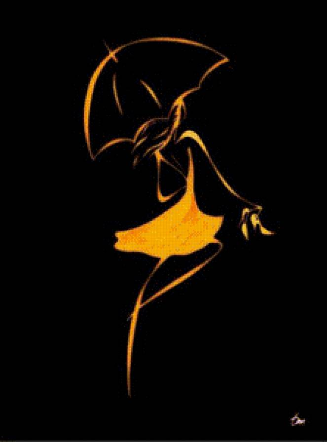 гармония  2 - желто-черный цвет, силуэт, женщина - предпросмотр