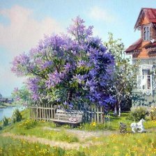 Схема вышивки «сирень»