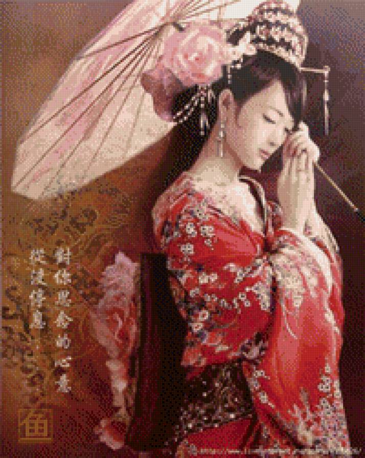 гейша - азия, девушка, гейша, романтика - предпросмотр