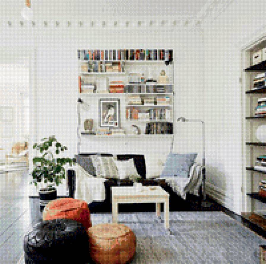 №1015719 - шкаф, диван, книги, кровать, уют, дом, комната - предпросмотр