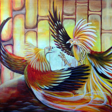 Схема вышивки «pelea de gallos»