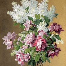 Схема вышивки «розы и сирень»