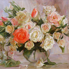 Схема вышивки «Розы в вазе»