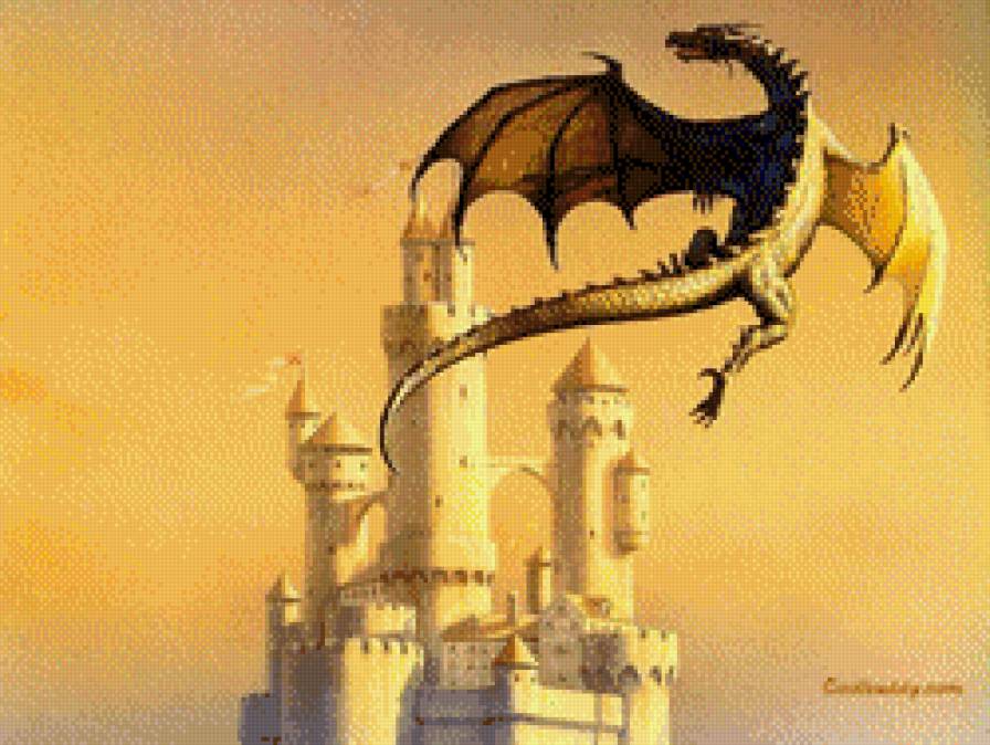 дракон - замок, фентези, миф, дракон - предпросмотр