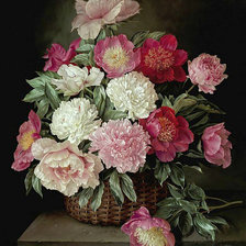 Схема вышивки «пионы 3»