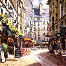 Схема вышивки «Sung Sam Park, парижские кафе»