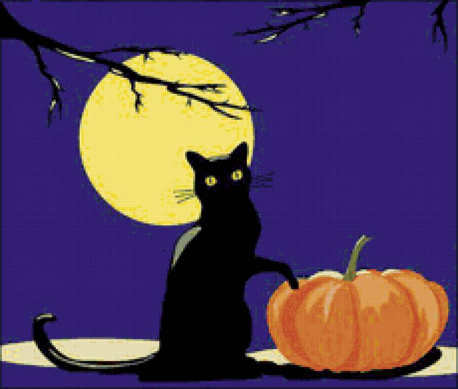 Кот и полная луна - предпросмотр