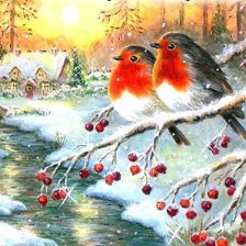 Схема вышивки «снегир»