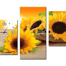 Reloj triptico girasoles