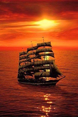 парусник - вода, парусник, паруса - оригинал