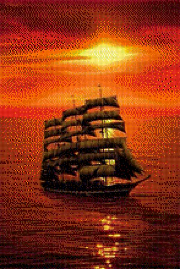 парусник - вода, парусник, паруса - предпросмотр