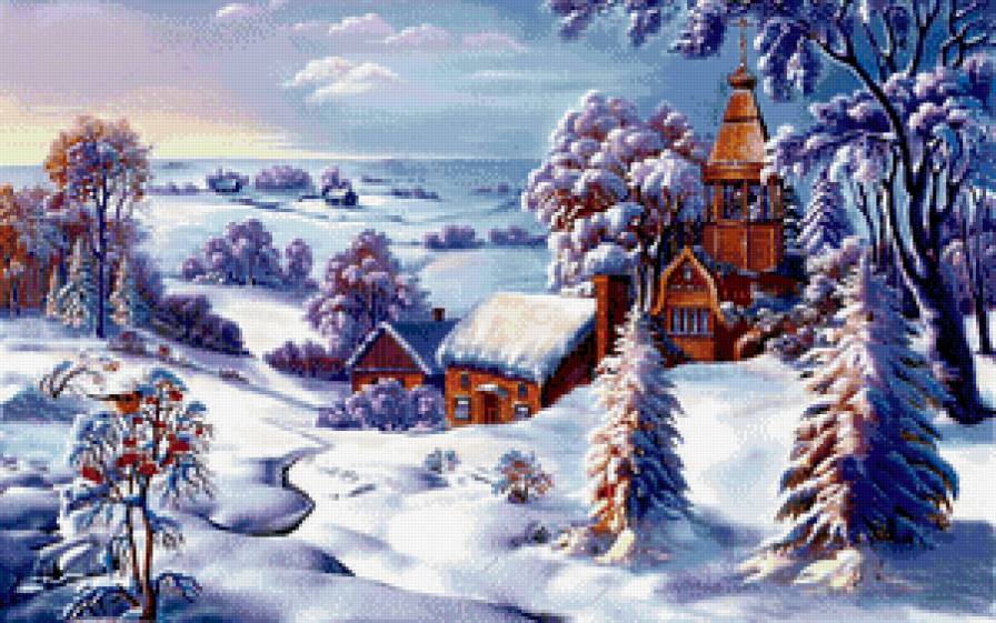 Морозный день - солнце, храм, зима - предпросмотр