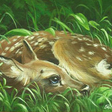 Схема вышивки «Олененок прячется в траве»