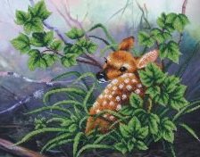 Схема вышивки «Олененок в кустах»