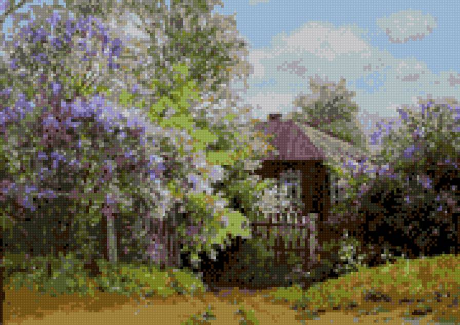 Домик в сирени - дом, сирень, деревня - предпросмотр