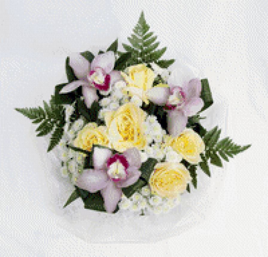 орхидеи - вышивка крестиком, орхидеи, орхидеи в вазе - предпросмотр