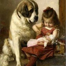 Схема вышивки «Дети и собаки»