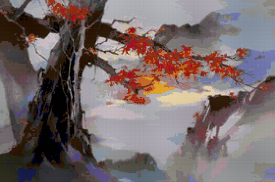 картина Hong Leung - китайский пейзаж - предпросмотр