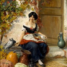 Схема вышивки «девушка с голубем»