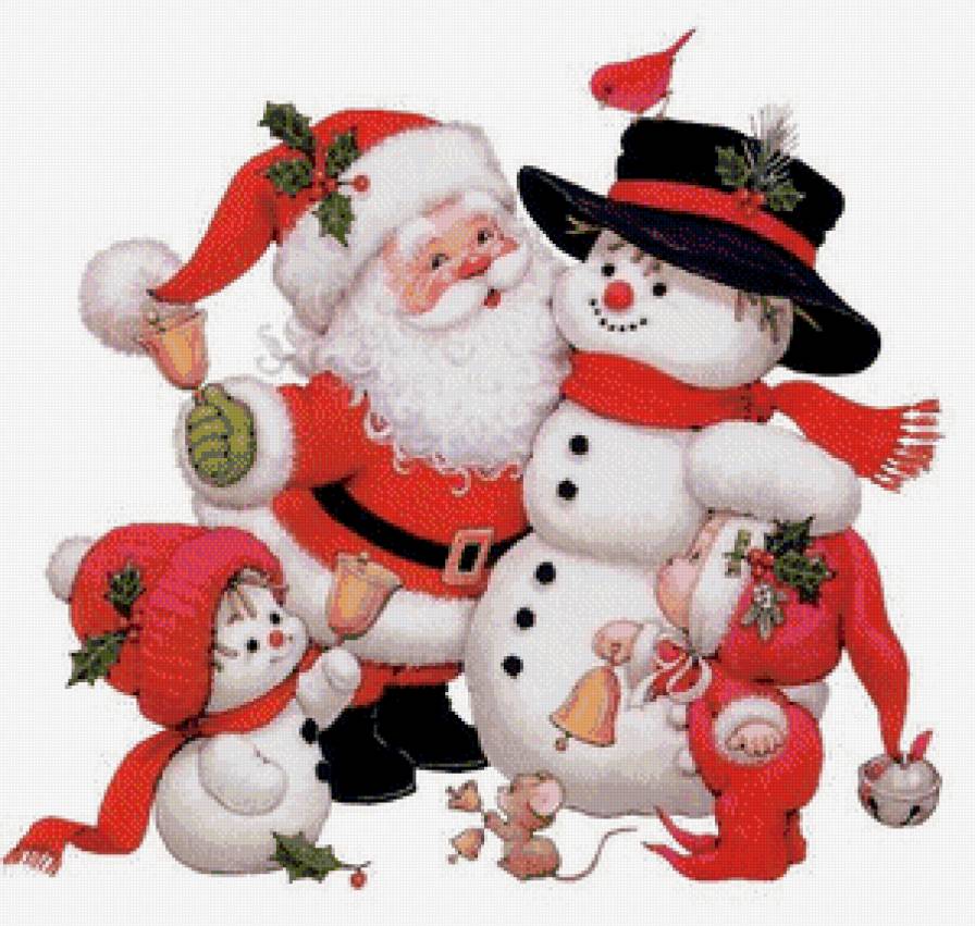 д.мороз и снеговики - д.мороз, снеговики, зима, новый год - предпросмотр