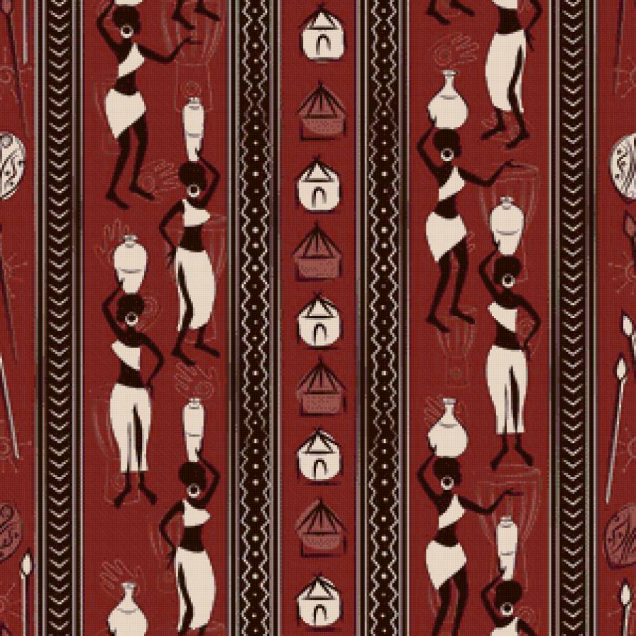 За водой - девушки с кувшинами, орнамент, этнос, девушки, африка - предпросмотр